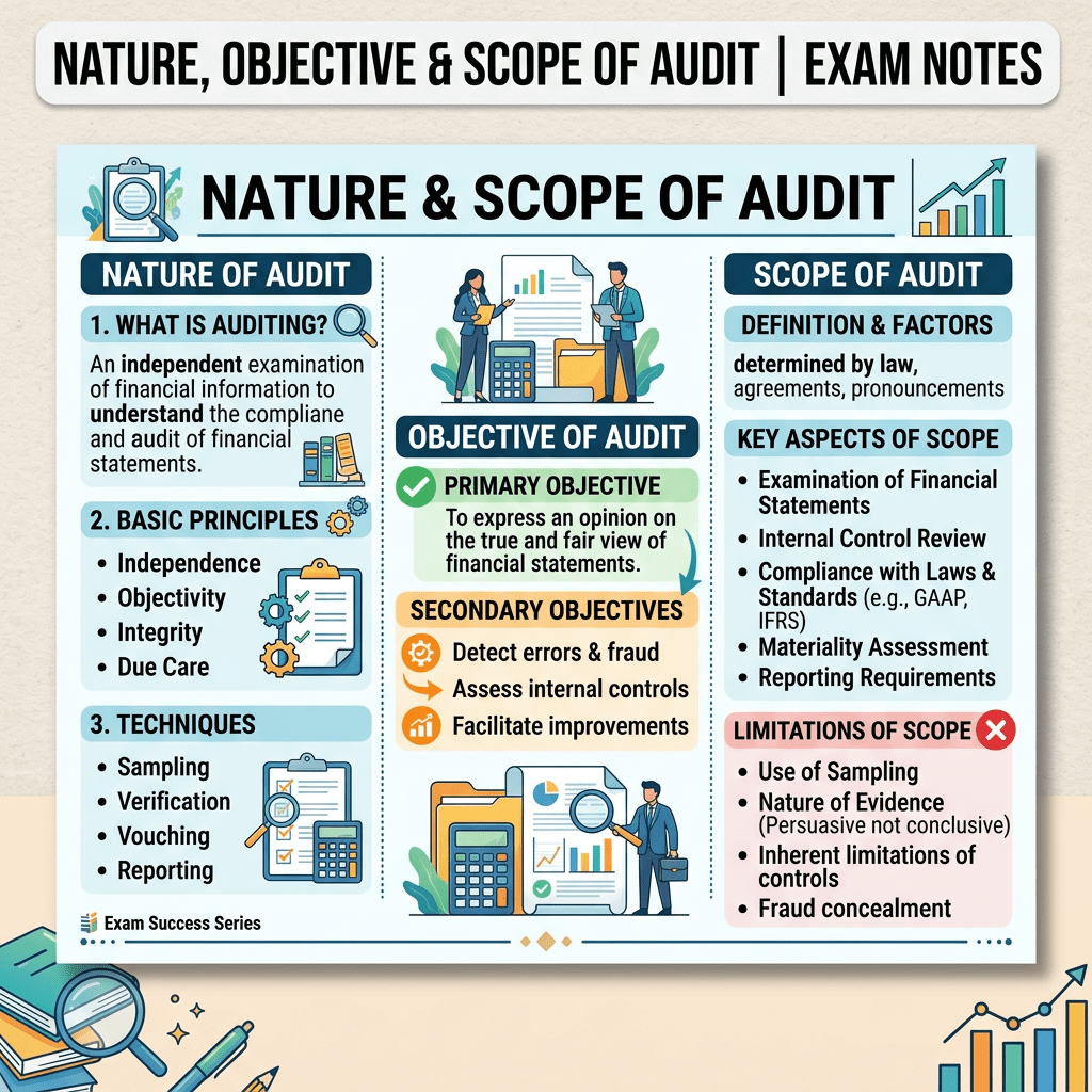 Summary of audit nature, objectives, scope and key principles