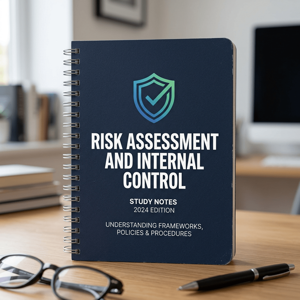Spiral notebook with title Risk Assessment and Internal Control Study Notes 2024 Edition