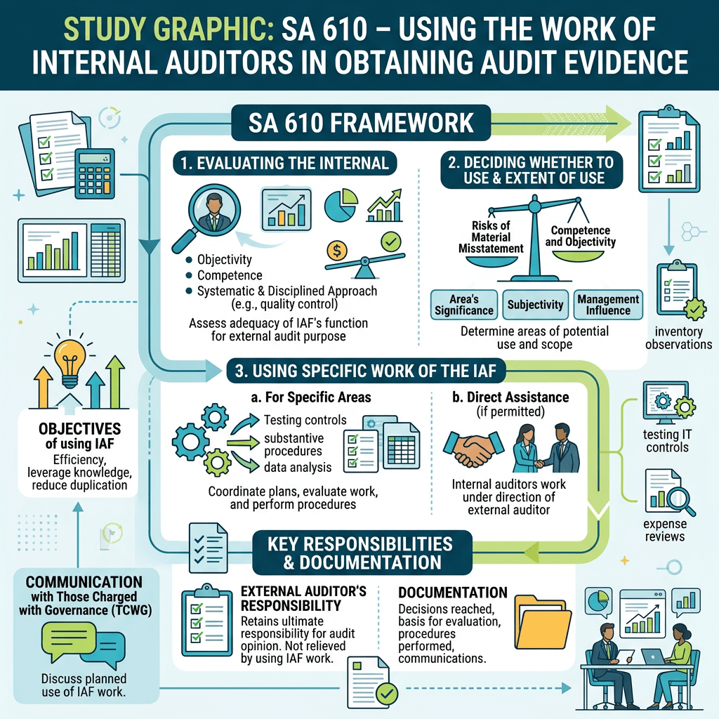 Diagram outlining SA 610 framework for using internal auditors in audit evidence